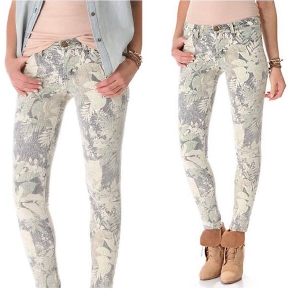 CURRENT/ELLIOTT Vintage Safari Cream Tan Printed Low Rise Ankle Skinny Jeans 25 - Picture 4 of 8